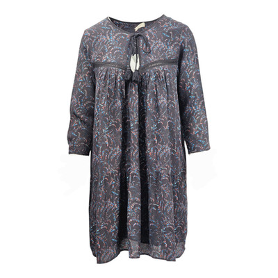 Ba&sh anthrazitfarbenes langärmliges Midikleid mit Blumenmuster und Bindeband UVP 190,00 £