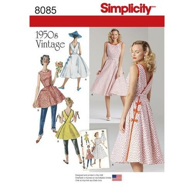 SIMPLICITY 8085 Schnittmuster Misses Damen Vintage 50er Kleid Gr. 14-22 ungeschnitten