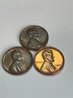 Lot of 3 1956-P 1957-P 1958-P Philadelphia Mint Circulated Lincoln Wheat Pennies