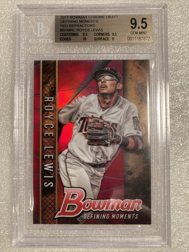 ROYCE LEWIS 2017 Bowman Draft Defining Moments RED Auto /5 BGS 9.5 - Picture 2 of 6