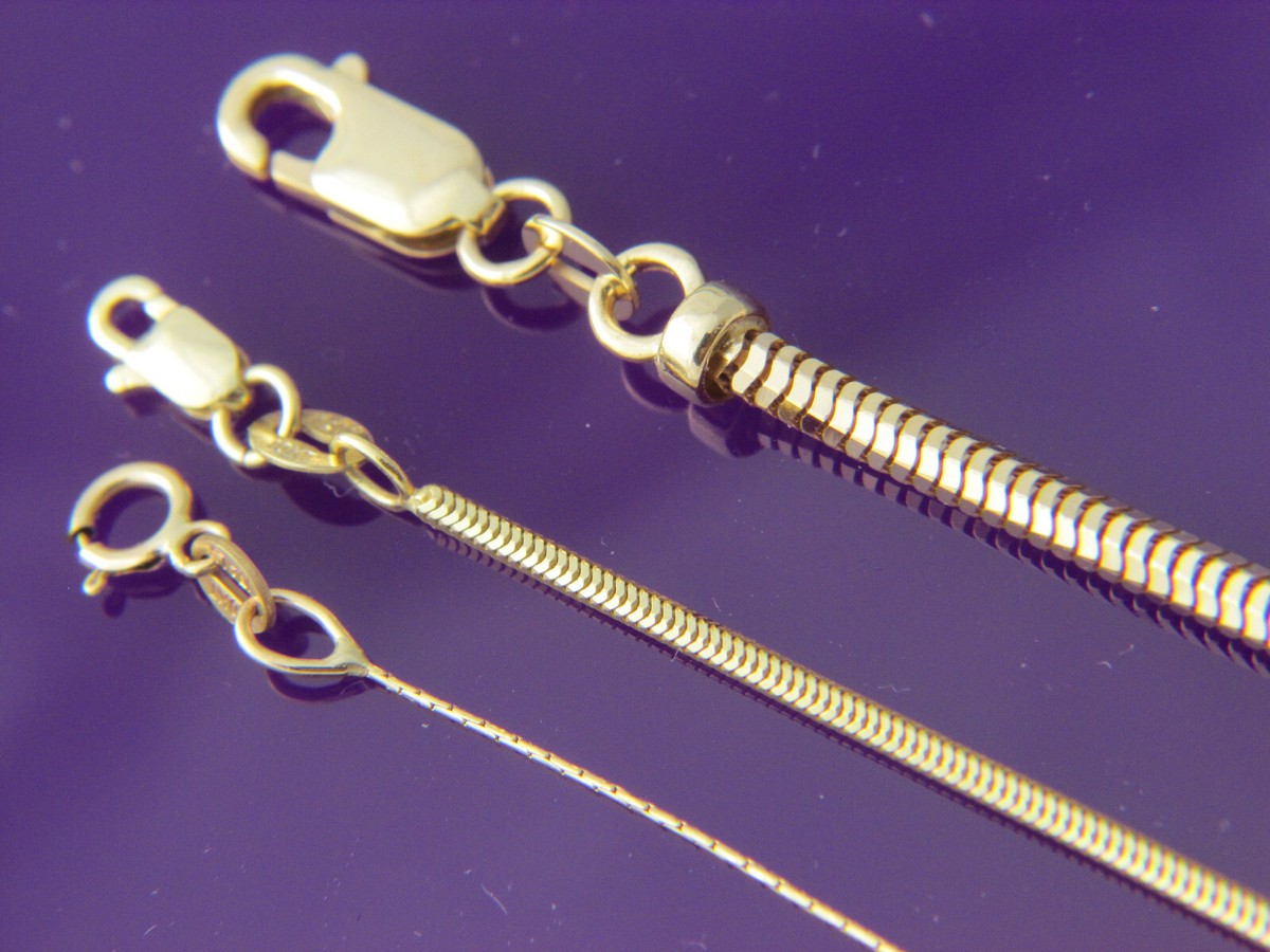 14k Gold 10k Gold Snake Chain 10K Yellow Gold Solid Diamond Cut