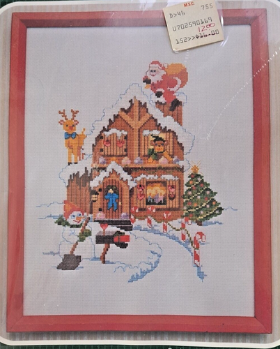 New Bucilla Cross Stitch Kit "CANDY CANE COTTAGE" #49016 Christmas Winter Snow - Picture 2 of 3