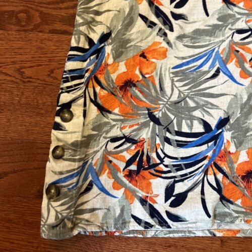 Chico's Linen Blend Floral Short Sleeve Camp Shirt Women's Size 3 - Picture 3 of 10