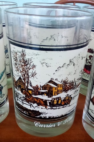 Vintage Arby's Currier & Ives Weihnachten City of NY Museum 2 komplette Sets - 8 Gläser - Bild 5 von 6