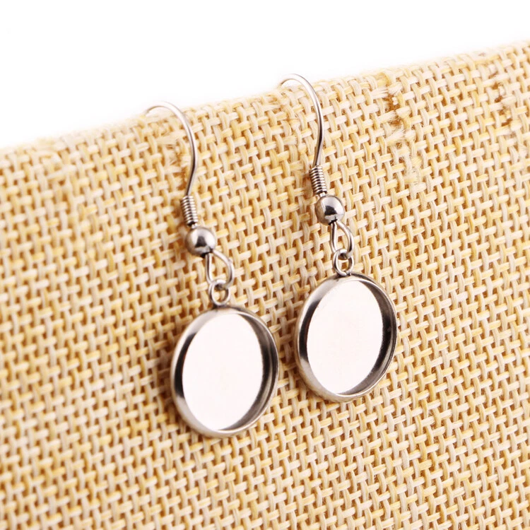 50件装不锈钢凸圆形耳环套装空白底座耳环Findings — 第 2/4 张图片
