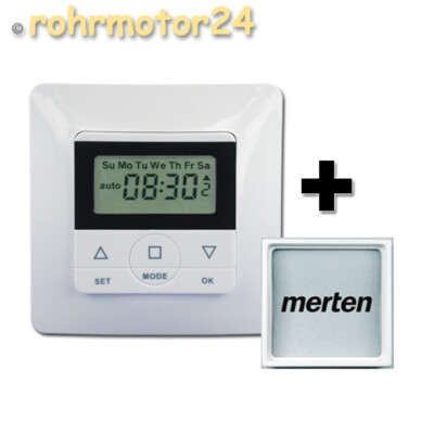 Rolladen Zeitschaltuhr Timer + MERTEN Zwischenrahmen f. Rollladen Jalousie Rollo