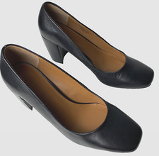 Halston H Whitney Pumps Women’s Heels Size 7M Black Leather Classic Block 3 in