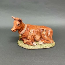 Nativity Ceramic Cow Figure 9" x 4 5/8" x 6 1/8" high