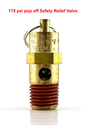 New 1/4'' NPT 175 PSI Air Compressor Relief Pressure Safety Valve, Tank Pop Off