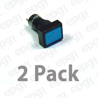 2 PACK - 12mm RECTANGULAR LED PANEL MOUNT LAMP -  BLUE LENS 3VDC-12VDC  #NN12RBL