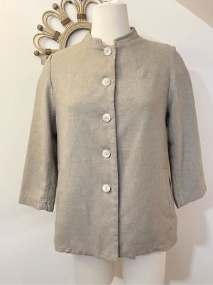 Casey Casey Cashmere Virgin Wool Beige Nehru collar Button Front 