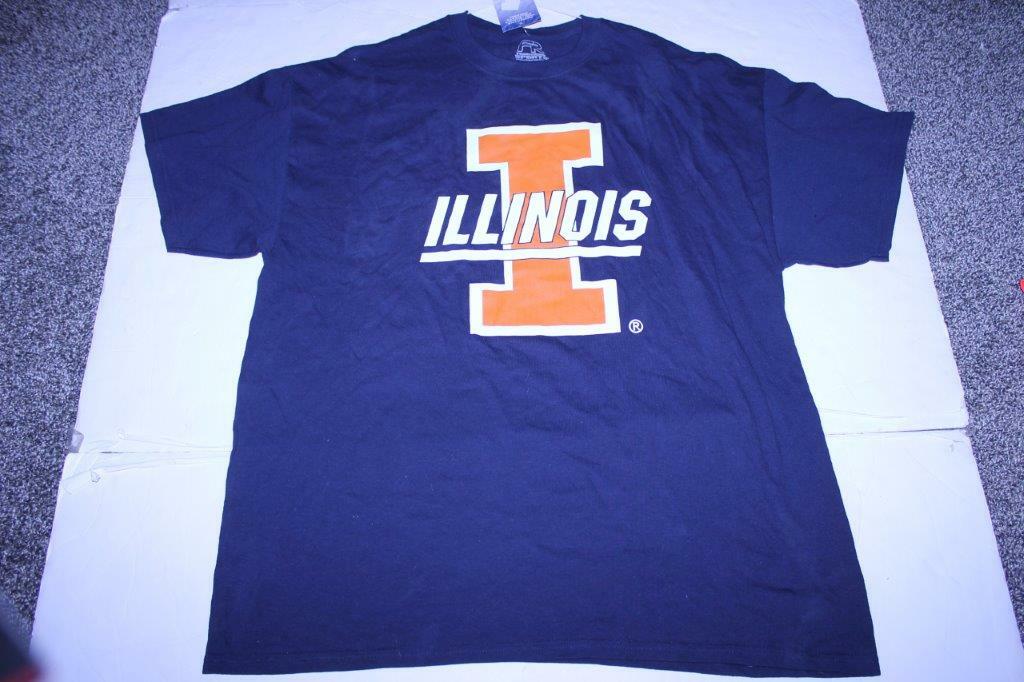 T shirt maglietta uomo Illinois Illini XL NUOVA CON ETICHETTE (blu navy) prima fila sportiva