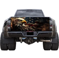 Tailgate Wrap American Flag Eagle Vinyl Graphic Decal Sticker, Pickup Decal T346