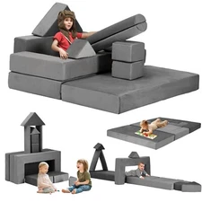 12 PCS Modular Kids Play Couch, Convertible Kids Toddler Sofa, DIY Creative Kid
