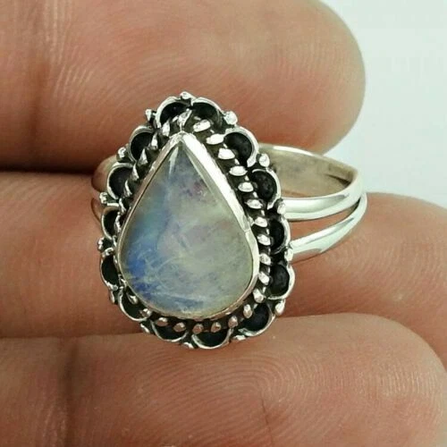 Anelli di lusso in argento sterling con pietra principale pietra di luna