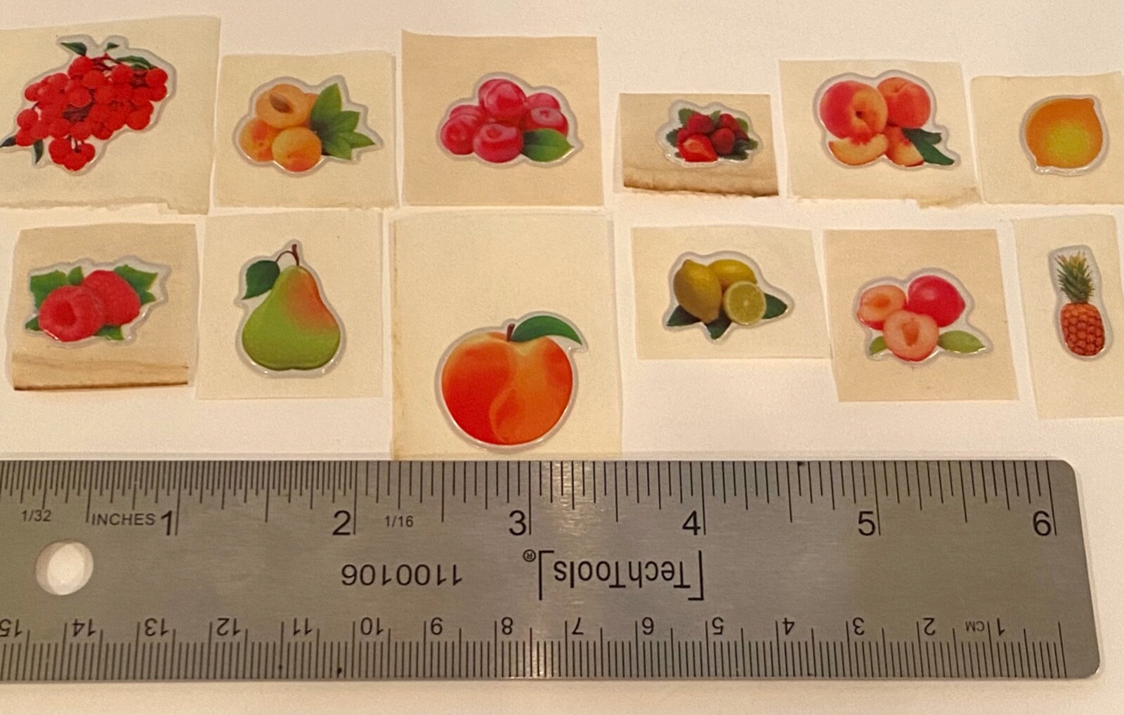Vintage 1980s Puffy Scratch N Sniff Pineapple Lemon  Grapes Bush Stickers Vinyl