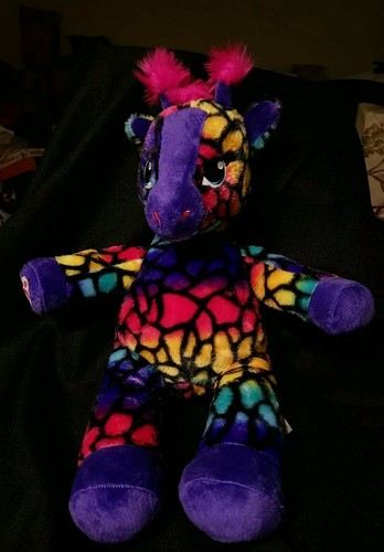 Build A Bear Workshop Plüschtier Giraffe Regenbogen wild lila 18 Zoll Stofftier BABW - Bild 3 von 11