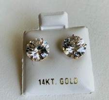 14k Solid Yellow Gold 2.75ct Round Cut Cubic Zirconia Solitaire Post Earrings