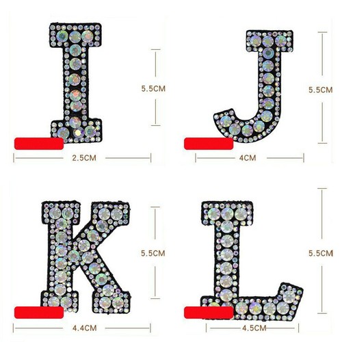 A-Z Letter Rhinestone Patch Iron-on Patches Garment Applique Clothing Stickers - Picture 4 of 35