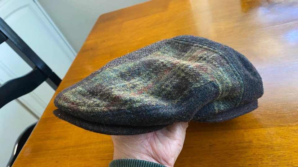 Gorra plana Stetson talla grande lana mezcla poliéster rayas a cuadros sombrero de cabina Foto 2 de 4