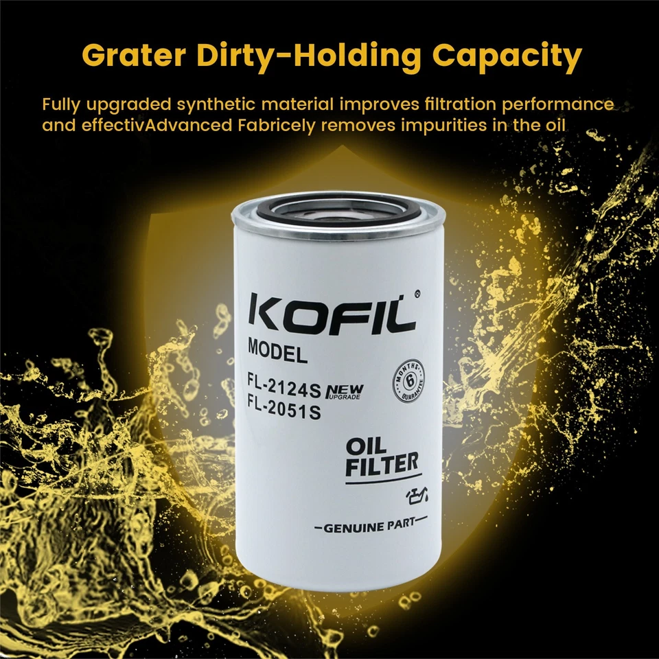 4/Pack-Oil Filters FL2051S FL2124S for Ford F250 F350 F450 F550 F650 F750 6.7L Foto 2 de 4