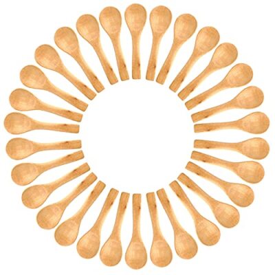 Small Wooden Spoons 50 PCS Mini Wooden Spoons for Body Scrubs/Sugar Scrubs/Sp...