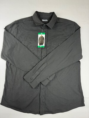 32 Degrees Men's Long Sleeve Knit Button Down Shirt XL Gray NWT
