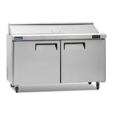 60" Sandwich Prep Table Fridge, ICECASA 2 Door Food Bain Marie Cooler, 16 Pans