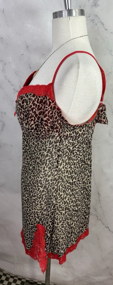 Vestido Babydoll De Colección Y2k Rampage 3X Lencería Sexy Guepardo Gótico Bebé Bustier Rojo Foto 3 de 4