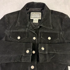 Vintage 90's BB Dakota 100% Leather Trucker Jacket Y2K Black Suede Coat