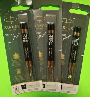 (3) THREE PARKER QUINK GEL 3 PACKS (9 INK REFILLS TOTAL)~BRAND NEW~BUY@$7.77~wow