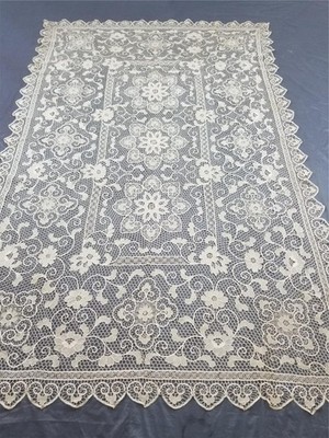 Vintage European Point de Venice Nadelspitze Blumen Tischdecke 260x170cm