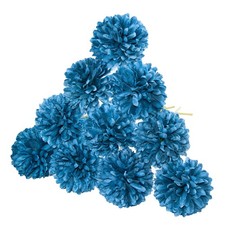 Blue Fake Chrysanthemum Flowers for Craft 10 PCS Silk Faux Mum 10.6 Inch Vase