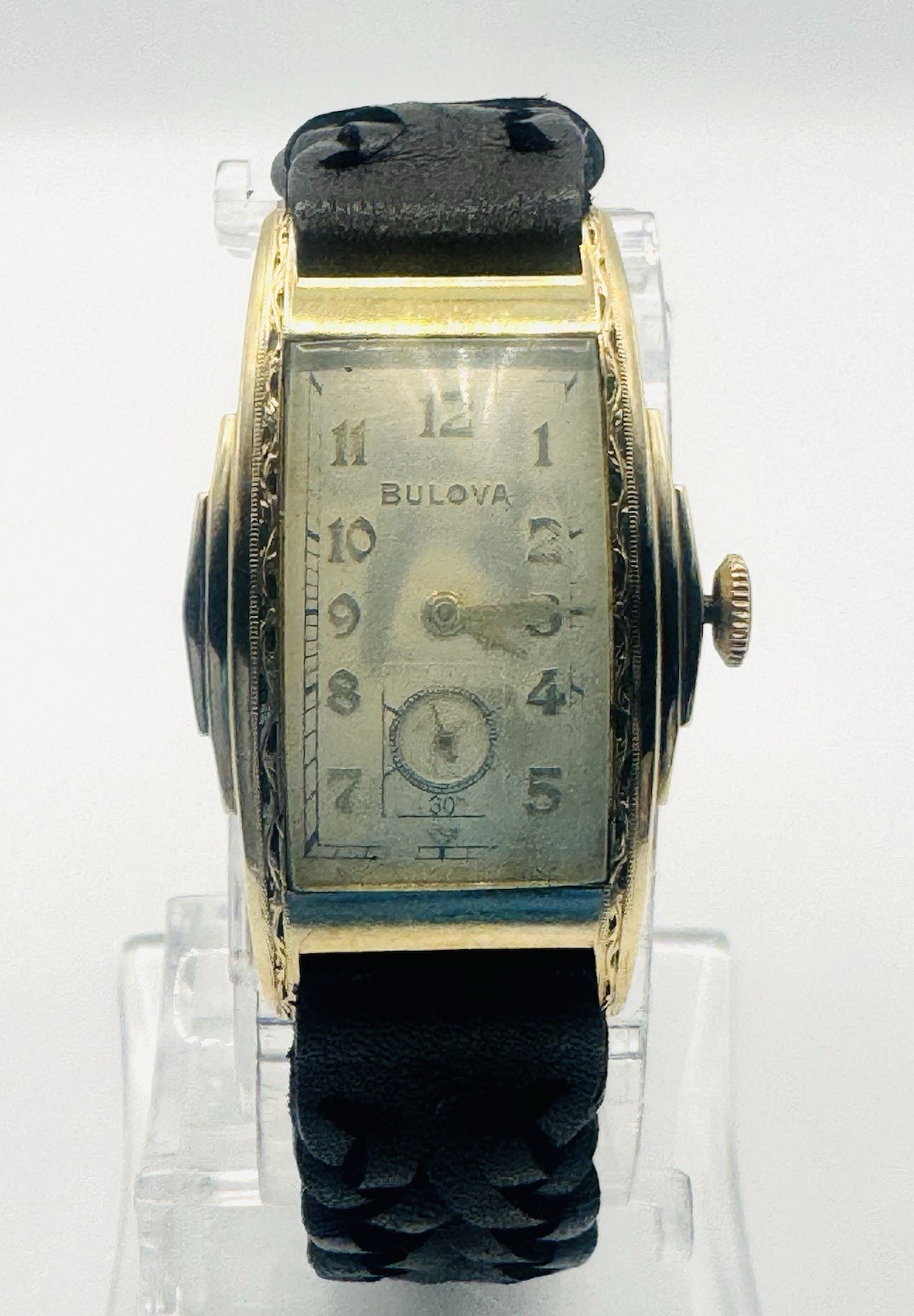 Art Deco Bulova Men's Rectangular Automatic Gold … - image 1