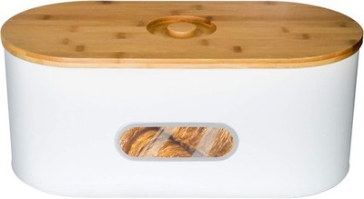 Large Size Bread Boxes for Kitchen Counter with Bamboo Cutting Board Lid,