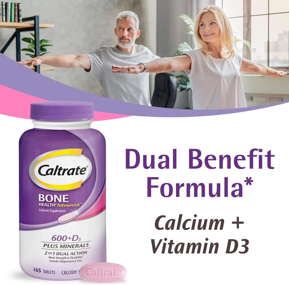 Suplemento de cálcio e vitamina D Caltrate 600 Plus D3 Minerals 165 unidades 2 PACOTES - Imagem 3 de 4