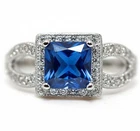 2CT Treated Blue Sapphire 925 Solid Sterling Silver Ring Sz 6,7,8 MK4