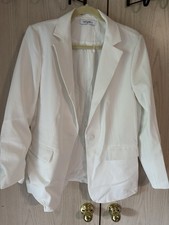 COCYBELL Women's White Blazer Suit Jacket X-Large Single-Breasted Notch Lapel
