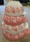 Vintage Pink Pyrex Gooseberry Cinderella Mixing Bowls – Set of 4 Complete Nest
