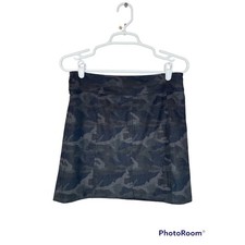 Drew Black Grey Camouflage Camo Print  Suede Zip Up Straight Mini Skirt Size 4
