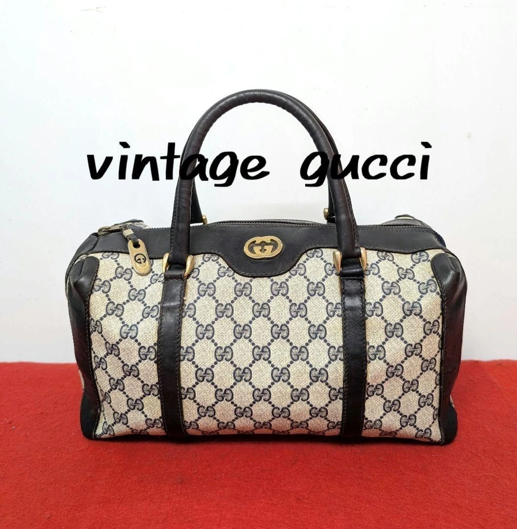 Gucci Vintage GG Fashion Chiusura Logo Mini Boston Borsa Borsetta Usata