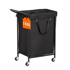 150L Laundry Basket with Wheels Double Rolling Laundry Hamper with Metal Fram...