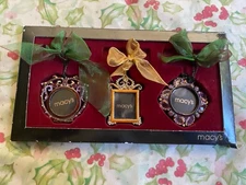 Vintage Set Of Three Photo Mini Jeweled Frames With Ribbon New In Box