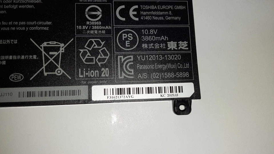 Genuine Toshiba Satellite P55W-C 15.6" Battery 10.8V 45Wh 3860mAh PA5208U-1BRS - Image 4 of 4