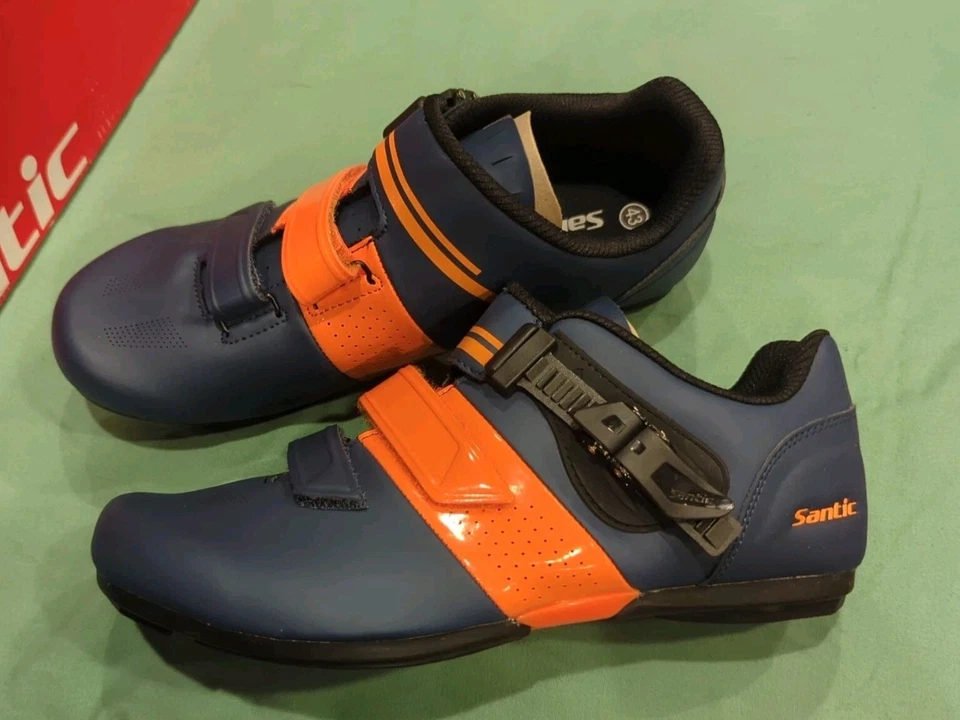 Zapatos de Ciclismo Santic Talla 9 EE. UU., 43 Euro - Sin Bloqueo Azul Oscuro/Naranja ¡Nuevos! Foto 2 de 4