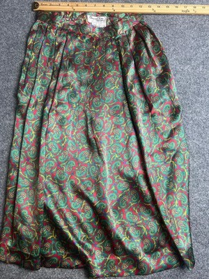 Oscar de la Renta Expressions Skirt Womens Size 6 Pleated Black Red Teal Purple