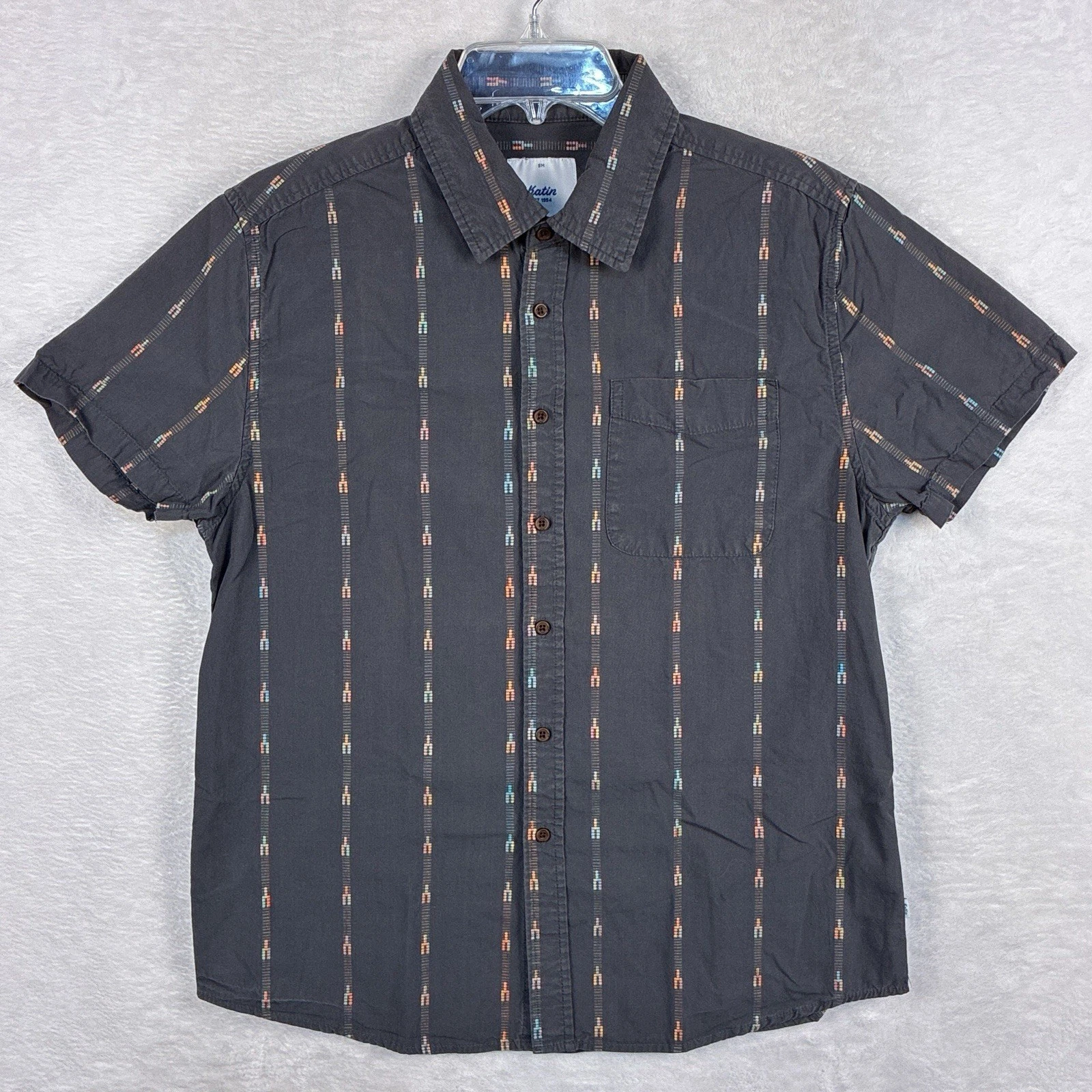 Katin Camp Shirt Men S Gray Orange Striped Outdoor Hiking Preppy Huckberry