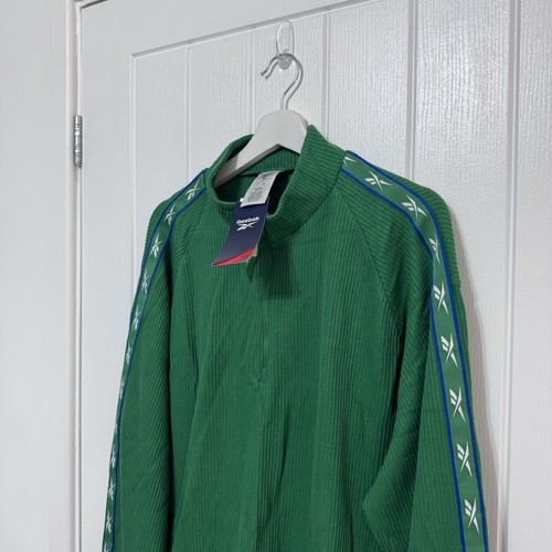 Reebok Vector Tape Top Long Sleeve Green Men’s Training Size M NWT 1/4 Zip - Picture 2 of 15
