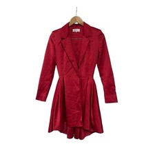 House of CB Red Simoneta Satin Tailored Jacket Mini Dress XS