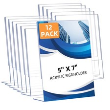 12 Pack Slanted Back Acrylic Sign Holders 5x7 for Business  Store, Tabletop ...